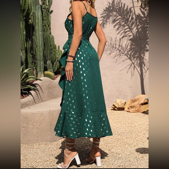 Boho gold polka dots wrap maxi dress - Picture 4 of 7